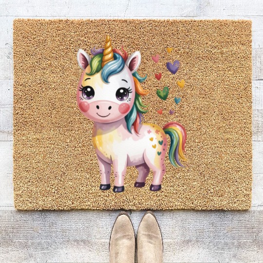 Believe in Magic – Cute Rainbow Unicorn Fantasy Coir Doormats