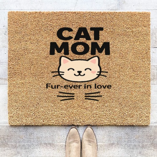 Cat Mom – Fur-ever in Love | Cute Feline Lover Quo Coir Doormats
