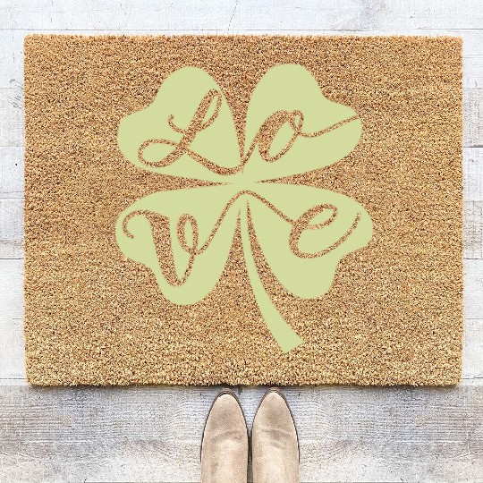 Lucky Love Four Leaf Clover Coir Doormats