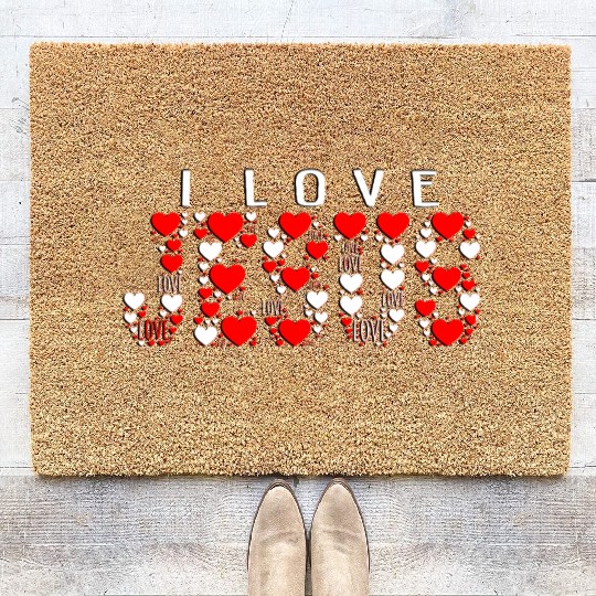 I LOVE JESUS Coir Doormats