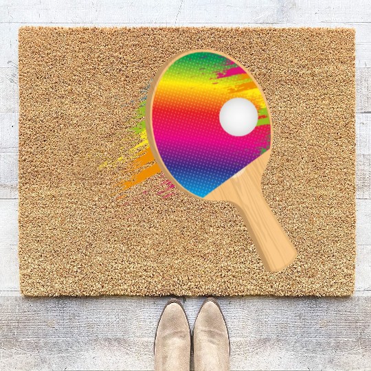 Colorful table tennis bat with ball – sporty Coir Doormats