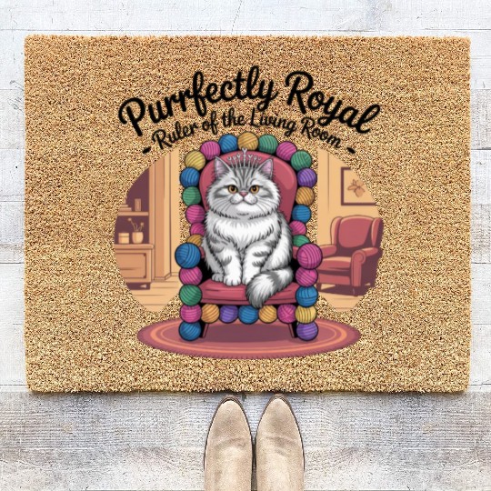 Purrfectly Royal – Ruler of the Living Room Coir Doormats