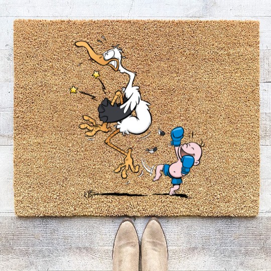 Muay Thai / MMA / Boxing Baby Boy Cartoon (blue) Coir Doormats