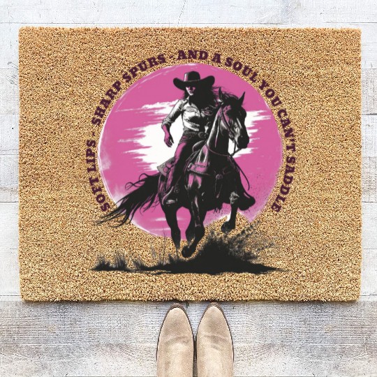 Wild West Cowboy Riding Vintage Design Coir Doormats