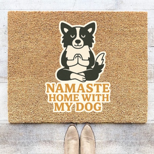 Peaceful Dog Meditation Design Coir Doormats