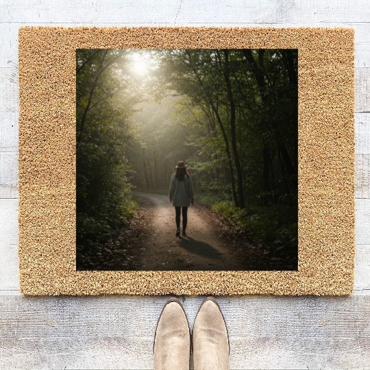 Enchanted Forest Path Illustration Coir Doormats