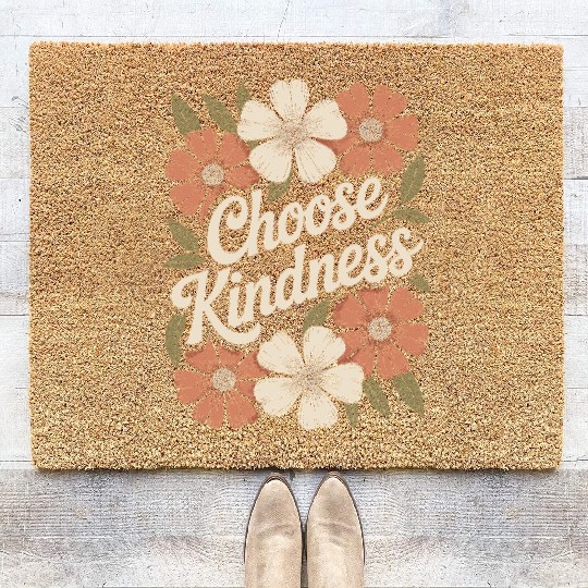 Choose Kindness Flower Boho Vintage Inspiring Coir Doormats