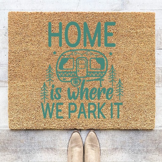 Home Where We Park It Camping Adventure Lover Camp Coir Doormats