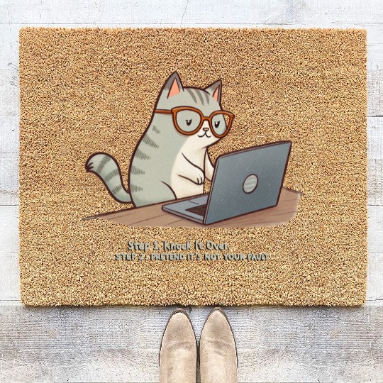 Keyboard Warrior Cat Coir Doormats