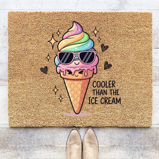 Cooler Than Ice Cream Pun Coir Doormats