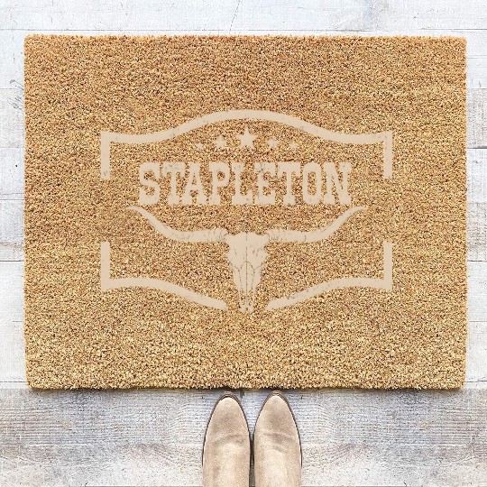 Classic Stapleton Cow Name Vintage Bull Skull Coir Doormats