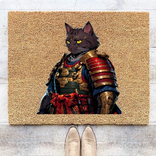 Warrior Cat in Armor Artwork Coir Doormats