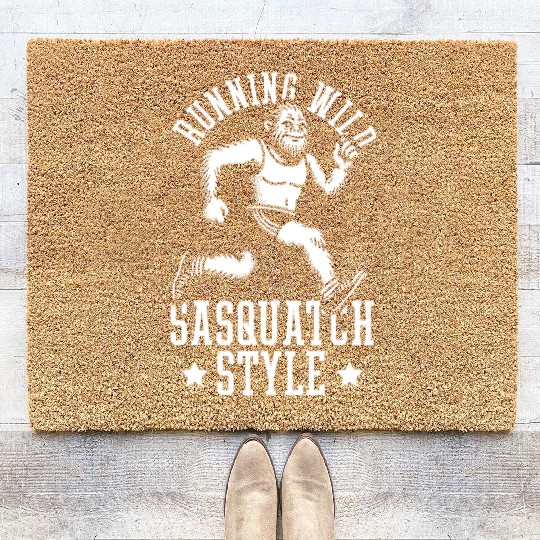 Running Wild - Sasquatch Style Bigfoot Running Coir Doormats