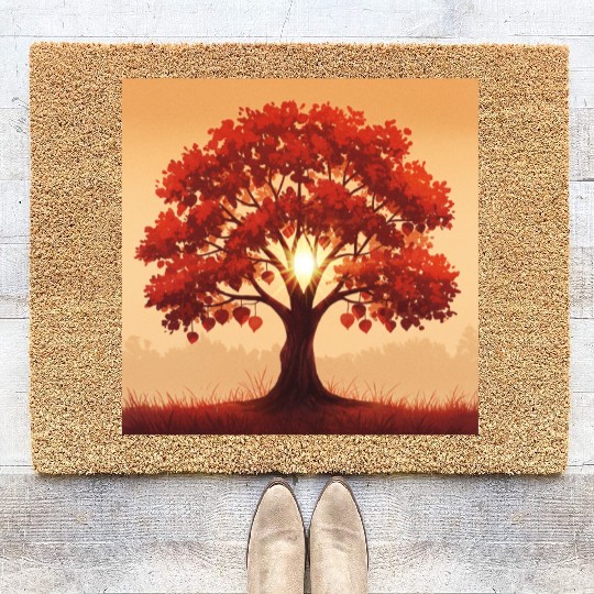 Vibrant Autumn Tree Art Coir Doormats