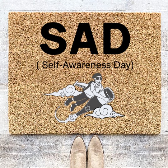 SAD – Self-Awareness Day Coir Doormats for Happy Lone Wolves