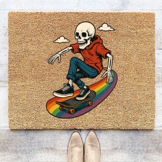 Skate or Die Rainbow Race Coir Doormats