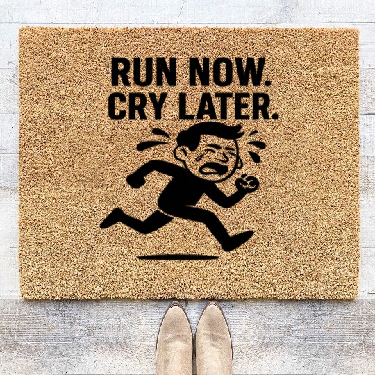 Run Now Cry Later Funny Running Coir Doormats