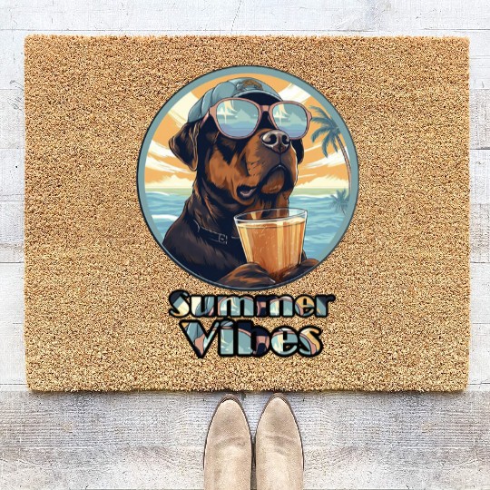 Summer Vibes Dog – Cool Beach Mood Coir Doormats