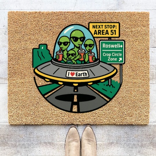Alien road trip Coir Doormats