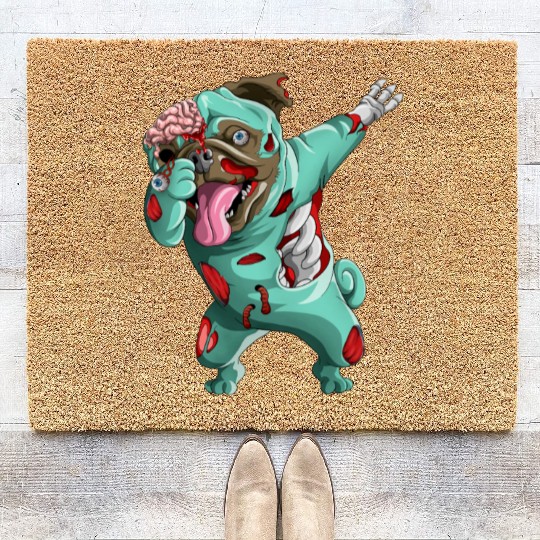 Dabbing Zombie Pug Cute Halloween Pugs Funny Dab  Coir Doormats