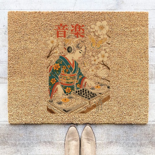 Geisha DJ – Japanese Vinyl Vibes Coir Doormats