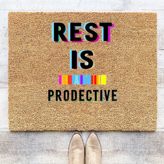Rest is Creative and Colorful Typography Coir Doormats
