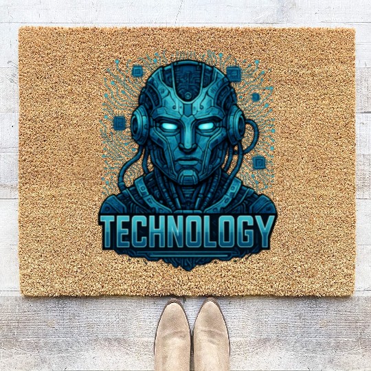 Futuristic AI Cyborg Artwork Coir Doormats