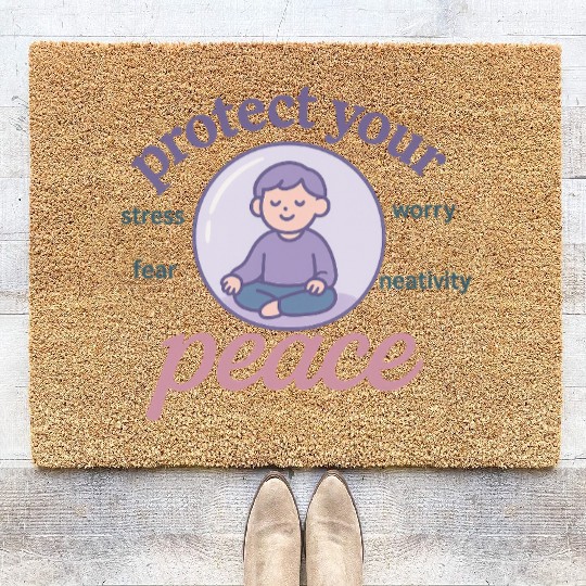 Serene Peaceful Meditation Design Coir Doormats