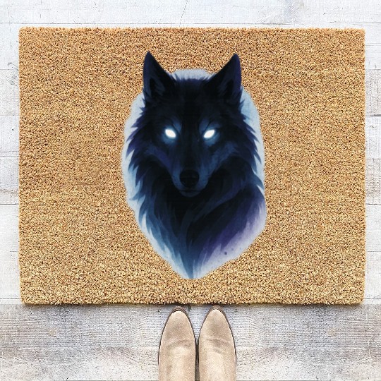 Enigmatic Howling Wolf Design Coir Doormats