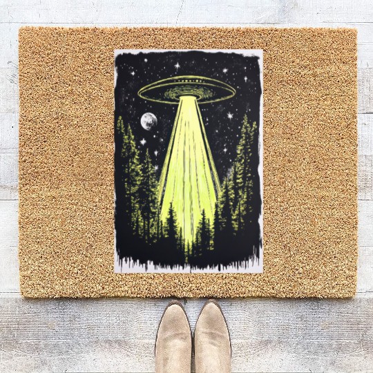 UFO in the Midnight Pines Coir Doormats