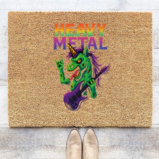 Heavy Metal Zombie Unicorn Coir Doormats