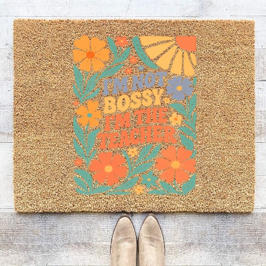 Floral Teacher Affirmation Coir Doormats