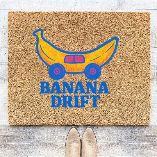 Whimsical Banana Drift Car Design Coir Doormats