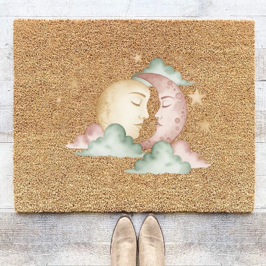 Sun & Moon Embrace Coir Doormats design