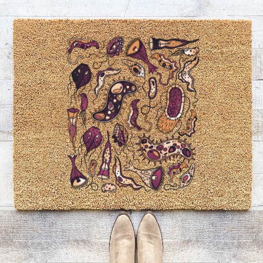 Abstract Alien Microbial Pattern Coir Doormats