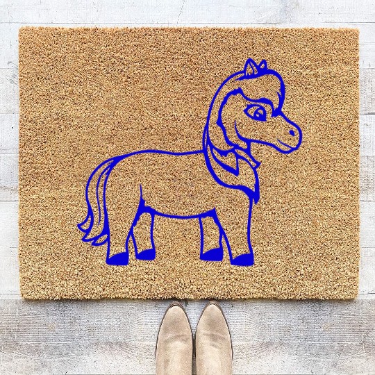 Horse Sweet Pony Foal Horse Girl Cute Comic Fun Coir Doormats