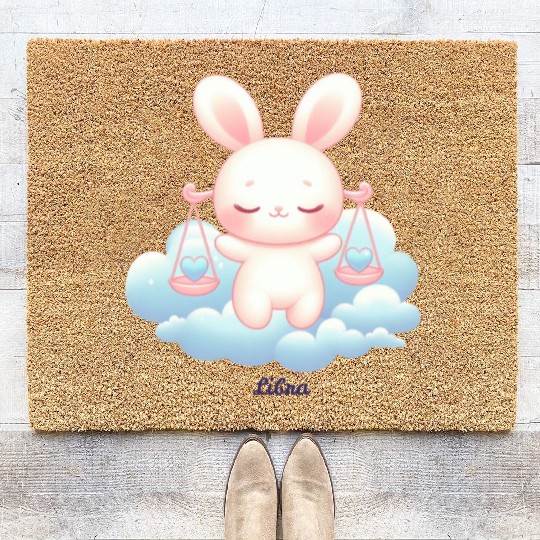 Sweet Bunny Libra Illustration Coir Doormats
