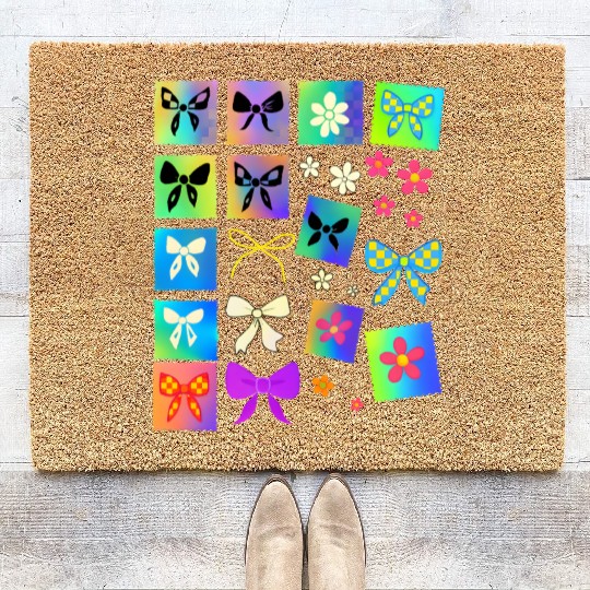 Pastel Aesthetic Stam Y2K Cute Girly Coquette Bow Coir Doormats