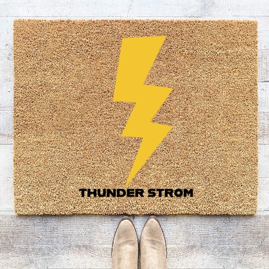 Dynamic Yellow Lightning Bolt Design Coir Doormats