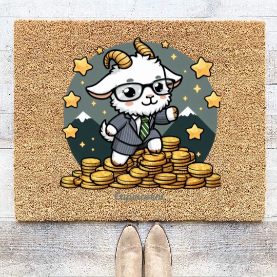 Capricorn Business Goat Illustration Coir Doormats