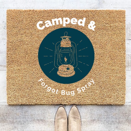 Creepy Lantern Camping Graphic Coir Doormats