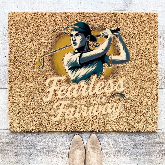 FEARLESS ON THE FAIRWAY FUNNY WOMEN GOLF Coir Doormats