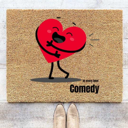 Joyful Heart Embrace Illustration Coir Doormats