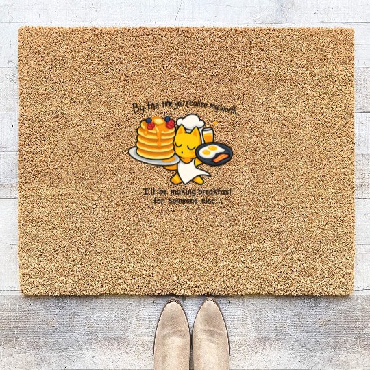 Cute Cat Breakfast Chef Design Coir Doormats
