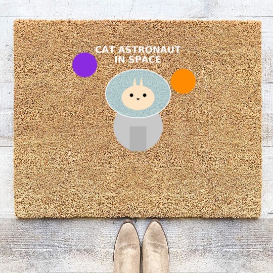 Cat Astronaut in Space Graphic Coir Doormats