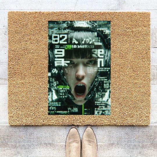 Cyberpunk Digital Scream Coir Doormats