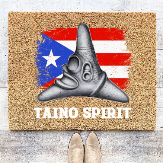 Puerto Rico Cemi Triangle Statue Flag Coir Doormats