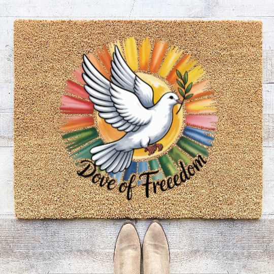 Peaceful Dove with Olive Branch Design Coir Doormats
