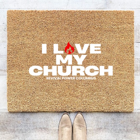 I Love my Church - Red Coir Doormats
