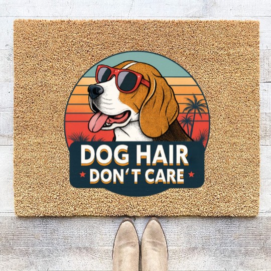 Humorous Dog Hair Don't Care Sunset Design Coir Doormats